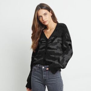 Rails Veronica Camo Cardigan Sweater v-neck cashmere-softened Sz XS merino wool